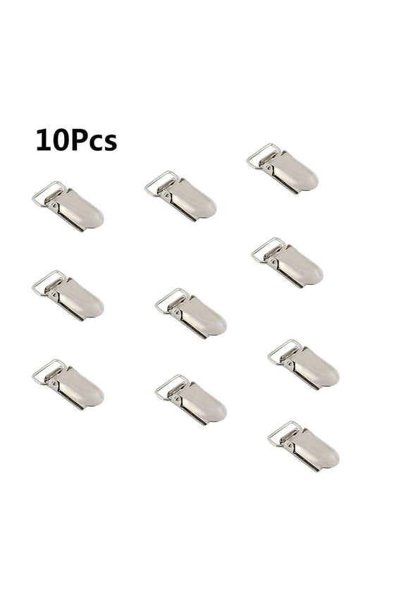10PCS 1" Metal Suspender Clips,Silver