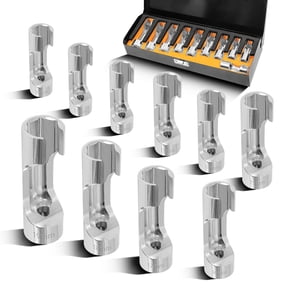 10PCS 10-19mm 3/8"Drive Diesel Injector Fuel Line Socket Wrench Set | Flare Nut Socket, Fastener Bent Pipes, Wired Temperature Sensors, EGT Sensor, Thermo Switches, ABS Tubes, Strut Nut Extractor