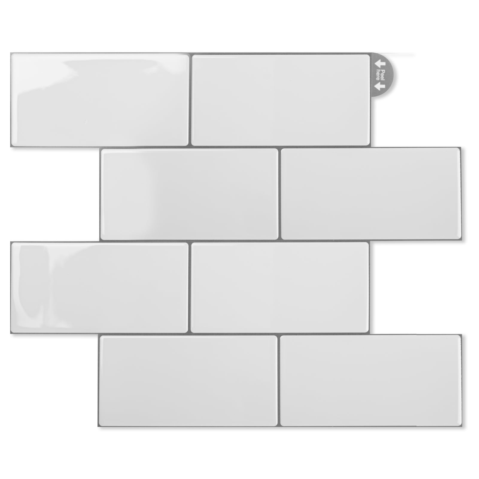 10PCS 10.6''x12.6'' Peel and Stick Backsplash in White,Heavy-Duty Self-adhesive Subway Tile for Kitchen Bathroom