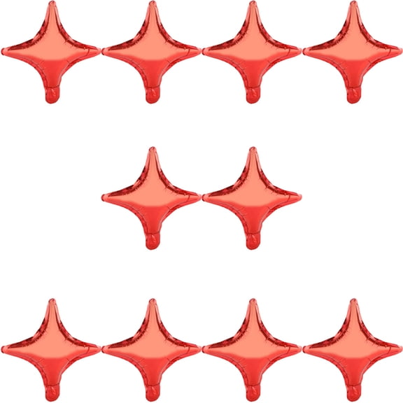 10PCS 10" Four-pointed Star Foil Balloons Anniversary Wedding Party Decor Balloon(red)