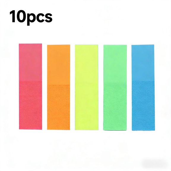 10PCS 100 Sheets Transparent Index Tabs, 5 Color Fluorescent Page Markers, Self-Adhesive Bookmarks for Office & Reading Annotation