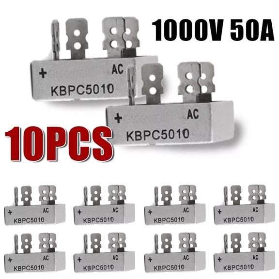 10PCS 1000V 50A Metal Case Single Phase Diode Bridge Rectifier KBPC5010