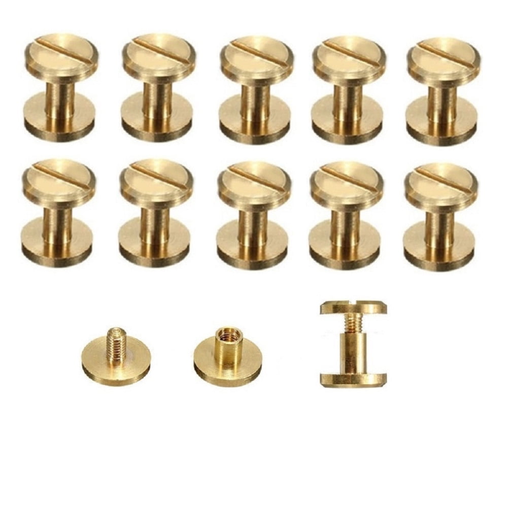 Brass Flat Round Head Stud Screwback Leather Bag Belt Chicago Screw Nail Rivet Brass Flat Round Head Stud Screwback Leather Bag Belt Chicago Screw Nail Rivet