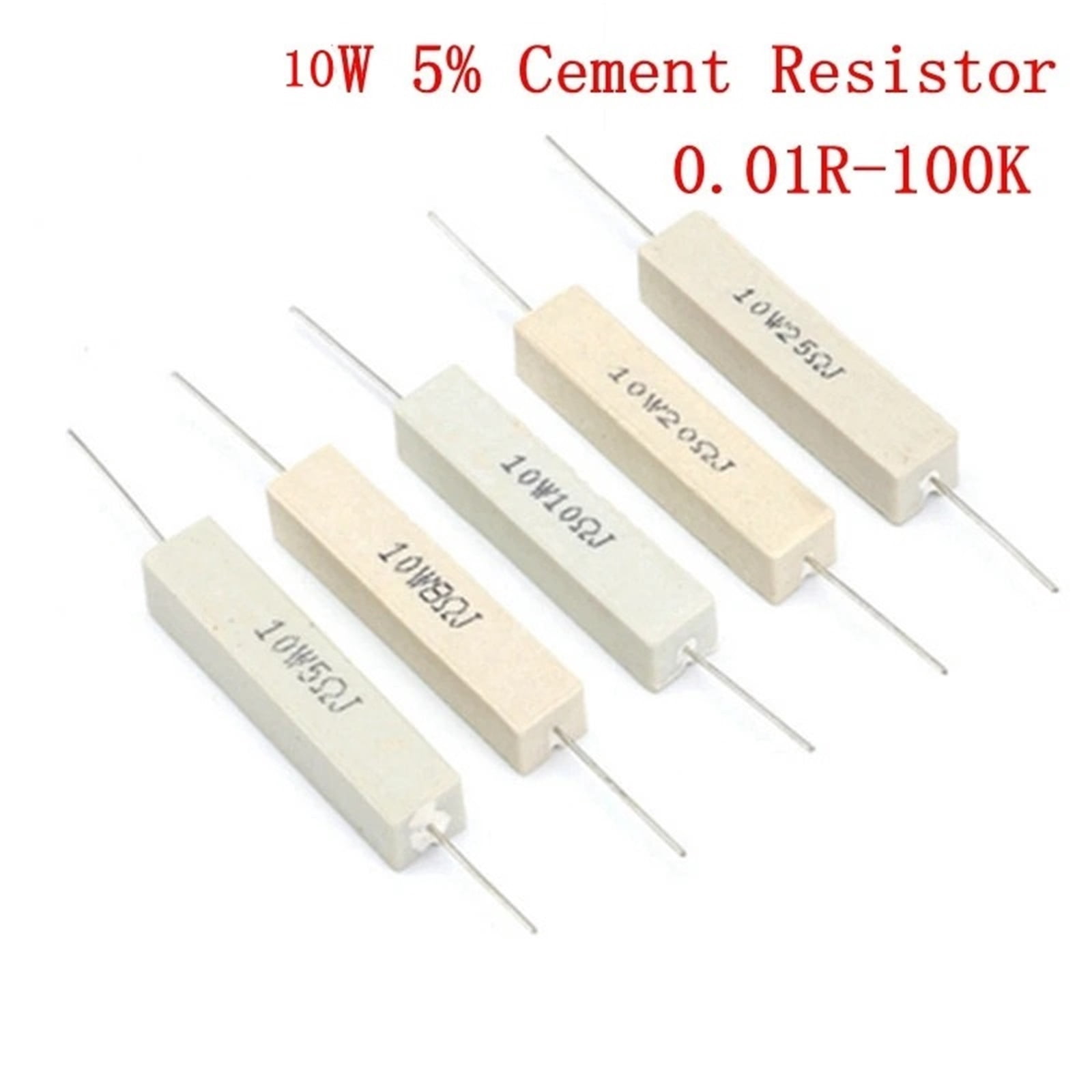 10PCS 10W 5% Cement Resistor Power Resistance 0.1R 0.33R 5R 10R 0.22 0.47 0.5 1 2 3 5 10 20 30 36R 100 1K 2K 3K 5.6K 10K Ohm - 2.2R