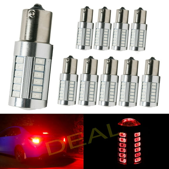 10PCS 1156/Ba15s Super Bright Red DC 12V 33x 5630 SMD LED Bulbs For Front Rear Turn Signal/Parking/Side Marker/Daytime Running/Fog/License Plate/Backup/Reverse/Stop/Brake/Head Light/Tail Lamp