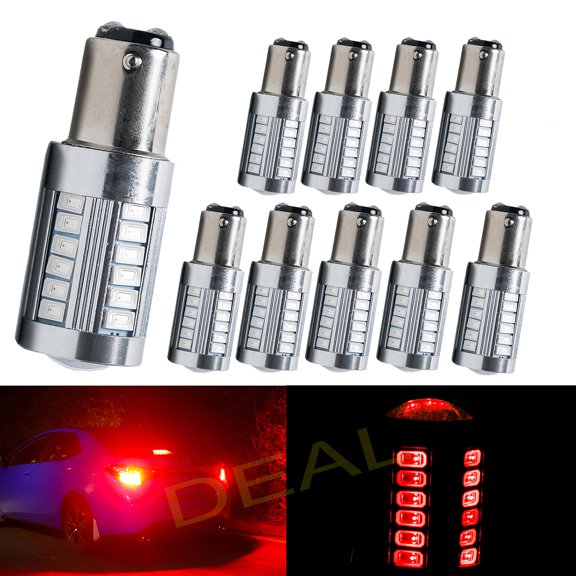 10PCS 1157/Bay15d Super Bright Red DC 12V 33x 5630 SMD LED Bulbs For Front Rear Turn Signal/Parking/Side Marker/Daytime Running/Fog/License Plate/Backup/Reverse/Stop/Brake/Head Light/Tail Lamp