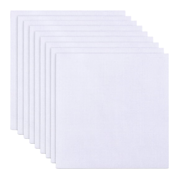 WEAIZYS 10PCS 11CT Counted Cross-Stitch Embroidered Plain Cloth Handmade Needlework Fabric for DIY Use White