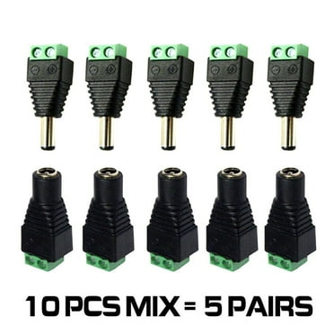 10PCS 12V DC MALE FEMALE POWER CONNECTOR ADAPTER PLUGS FOR CCTV CABLE SOCKET