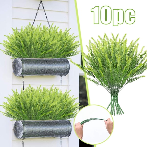 10PCS 13.8" Artificial Bead Grass Plants, Beaded Grass Wreath Fillers Stems DIY Crafts Greenery for Wreaths Floral Arrangements Home Door Garden Xmas Harvest Decor