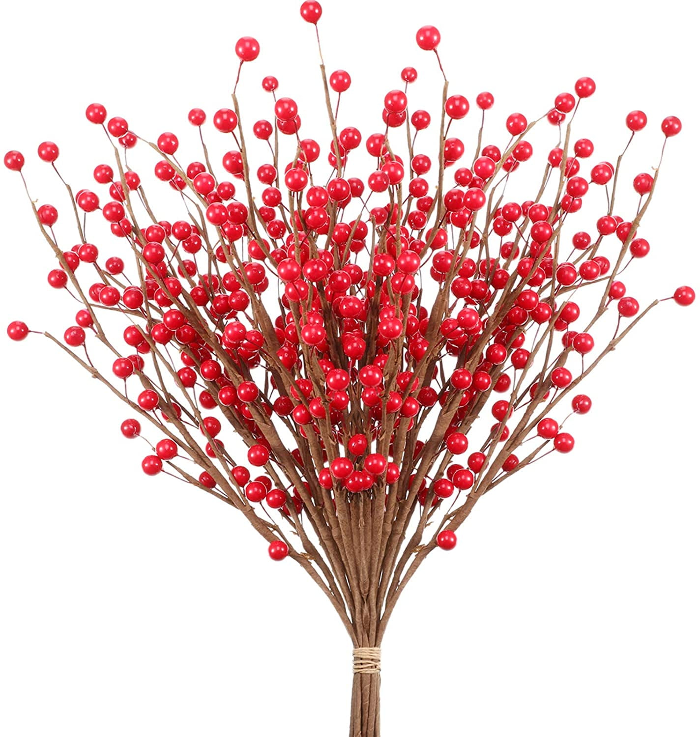 10PCS 13inch Artificial Red Holly Berry Stems, Faux Berry Picks