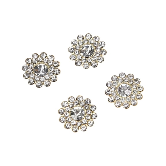 10PCS 14mm Sunflower-Shaped Rhinestone Claw Up Buttons Crystal Glass Stone Button for Clothes Decoration Sewing Buttons Apparel DIY Accessories