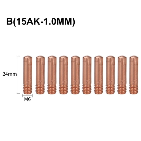 10PCS 15AK Nozzles M6x24mm Welding Torch Contact Tip Gas Nozzle 0.8mm 1.0mm 1.2mm MIG Welding Torches Accessories