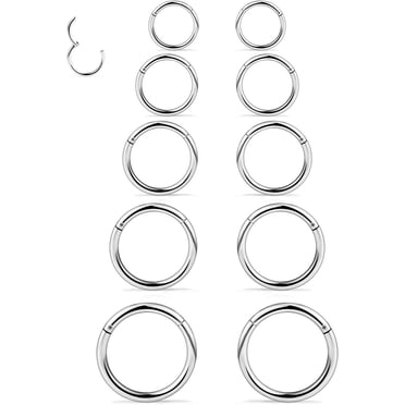 12 Paia Orecchini In Acciaio Inox Argento/Nero – Ipoallergenici, Da 3 A 8 Mm – Unisex