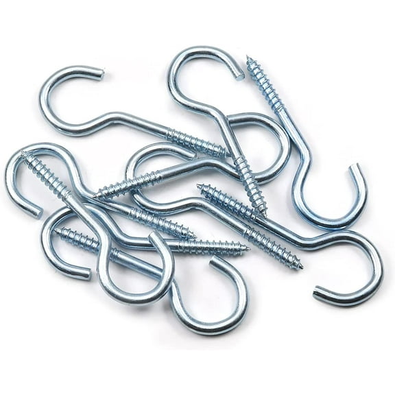 10PCS 2.2" Eye Screw Self-Tapping Screws Blue Zinc Plated Screw-in Ceiling Hooks Hanging Hooks Mug Hooks Plant Hooks Open End Eye Bolt Hooks for Home, Office and Workplace