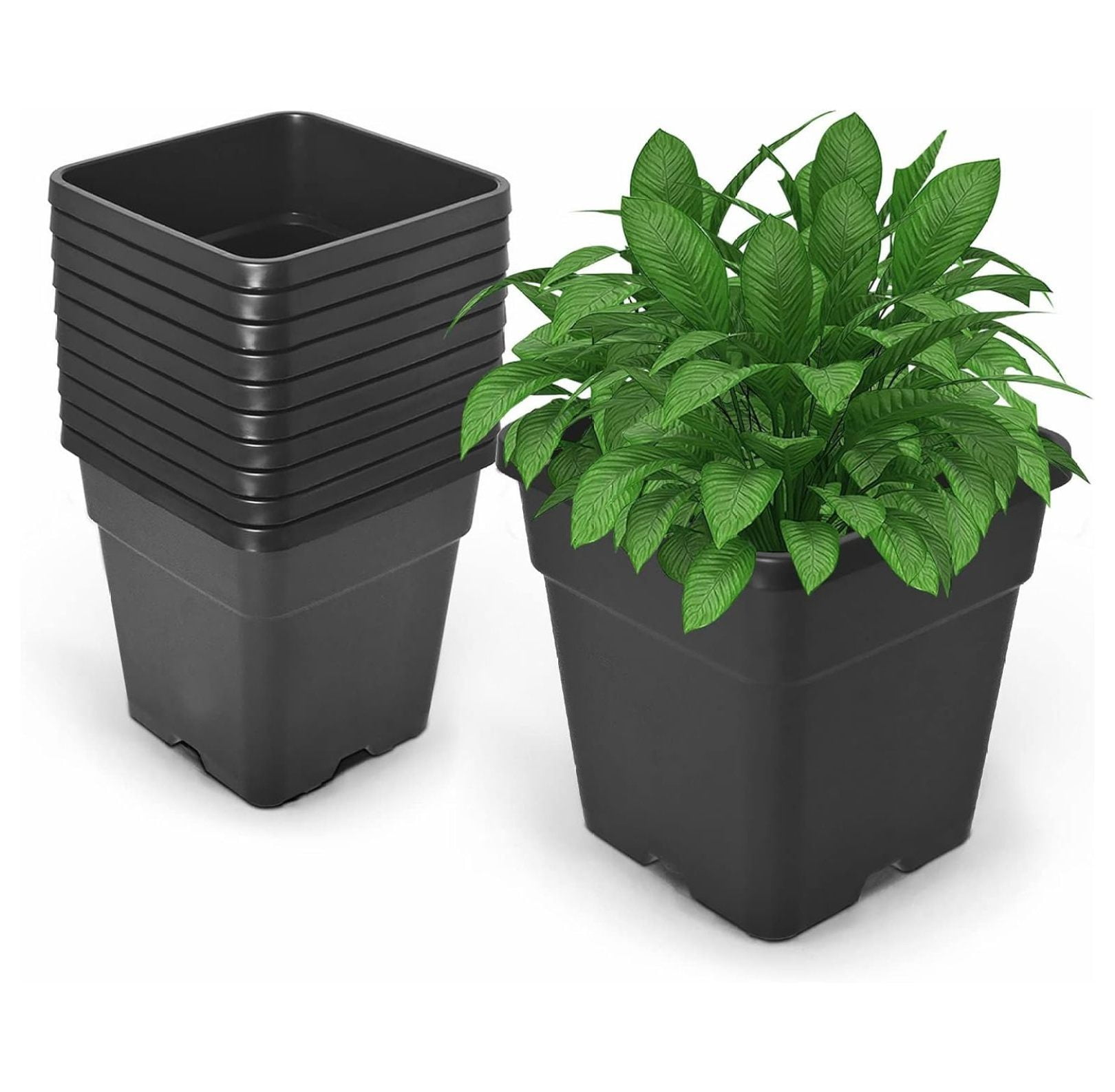 10PCS 2 Gallon Square Durable Planter Nursery Pots, Injection Molded