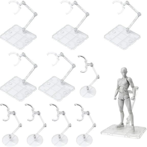 10PCS 2 Styles Action Figure Stand Assembly Action Figure Display Holder Base Display Stand Set Model Support Display Stand Suitable for 6-7 inch figures diy
