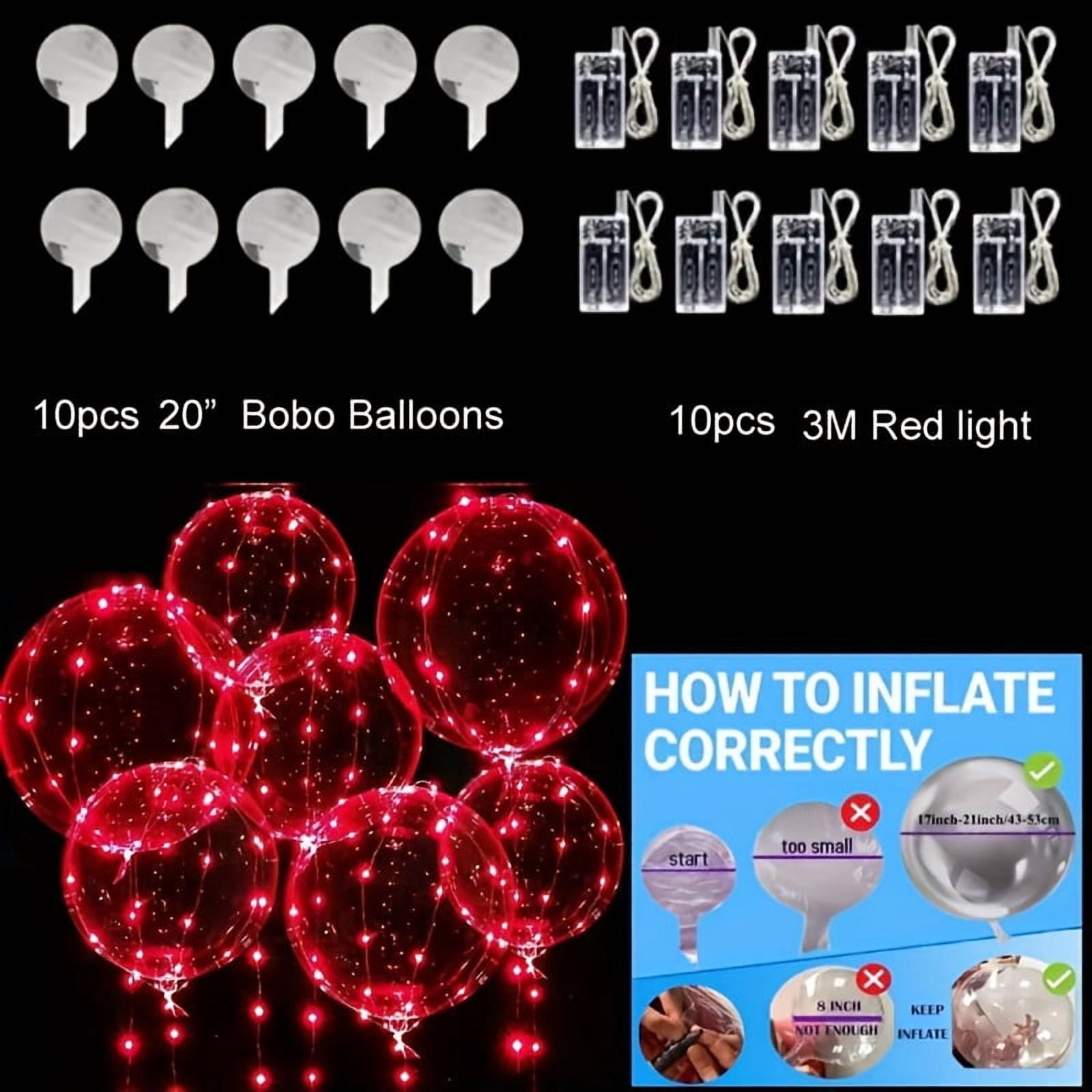 LED String Lights with 20 Bobo Balloons, 20in Transparent Balloons for Birthday Wedding Christmas Party Decor, Battery Powered
