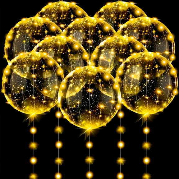 LED String Lights with 20 Bobo Balloons, 20in Transparent Balloons for Birthday Wedding Christmas Party Decor, Battery Powered