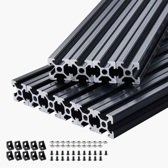 10PCS 2020 T-Slot Aluminum Extrusion Profile, 78.7in (2000mm) Black Anodized Linear Rail for CNC Router, 3D Printer, Laser Cutter DIY Projects
