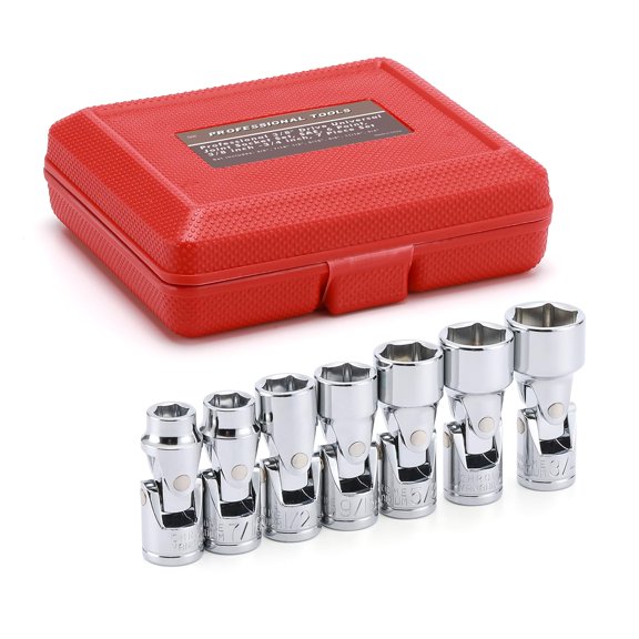 10PCS 3/8" Drive Universal Joint Socket Set, 6 Point, Metric Universal Flex Socket Set, CR-V, Swivel Head, 10mm - 19mm