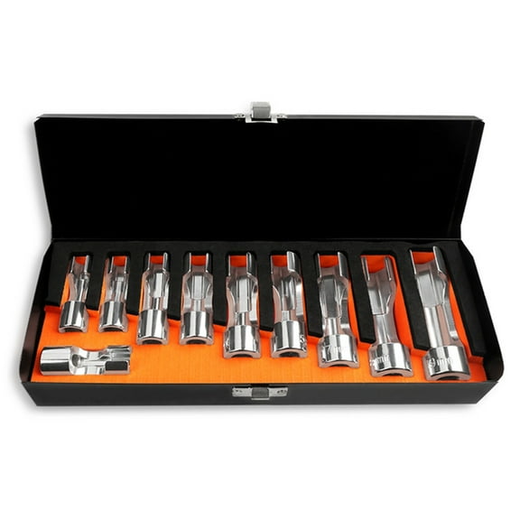 10PCS 3/8 Inch Line Removal Open Socket Set Union Nut Socket Open Oil Pipe Removal Sleeve Car Repairing Tools