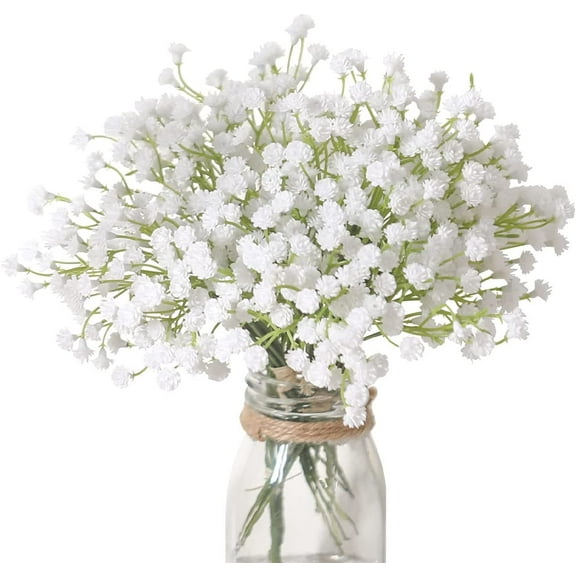 10PCS 30 Bunches White Babys Breath Flowers Artificial White Fake Flowers Gypsophila DIY Floral Bouquets Arrangement Wedding Home Decor（VASE NOT Included） A
