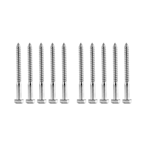 10PCS 304 Stainless Steel Hex Head Lag Bolts, Partial Thread Wood Screws for TV Wall Mount/Outdoor (1/4 * 3-1/2)