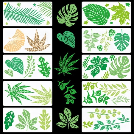 10PCS 30x15cm Maple Leaves Stencils Large Tropical Monstera Turtle Leaves Template Palm Eucalyptus Holly Botanical Foliage Stencils