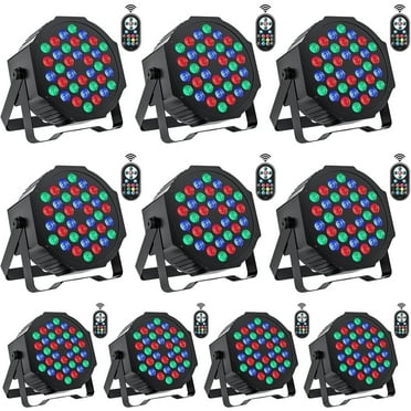 10 Pack 36-LED RGB DJ Par Lights with Remote - DMX/Sound Sync for DJ, Wedding, Party, Club & Stage Lighting