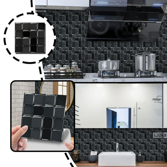 10PCS 3D Crystal Tile Stickers - DIY Waterproof Self-Adhesive Wall Decor, 3.94x3.94 Inch Peel and Stick Tiles for Kitchen Backsplash, Bathroom, Home Renovation