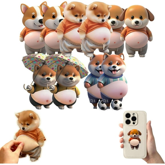 10PCS 3D Shiba Inu Dog Belly Sticker, 3D Dog Belly Sticker, Super Soft Silicone Anti-Collision Pads, Cute Cushioned Protectors for Phones, Cars & Home Use (10pcs-MIX,kkl)