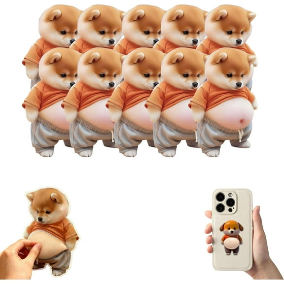 10PCS 3D Shiba Inu Dog Belly Sticker, 3D Dog Belly Sticker, Super Soft Silicone Anti-Collision Pads, Cute Cushioned Protectors for Phones, Cars & Home Use (10pcs-A,kkl)