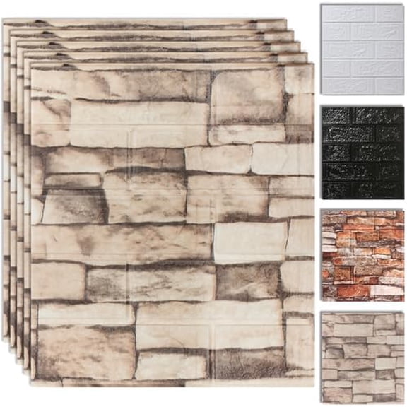 10PCS 3D Wall Panels Peel and Stick Foam, Self-Adhesive Decorative 3D Brick Wallpaper Wall Covering, Faux Stone Wall Panel Foam Brick for Living Room, Kitchen, Bathroom
