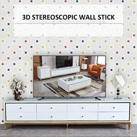 10PCS 3D Wall Panels Peel and Stick Wall Panels Self-Adhesive Waterproof PE Foam 13.8"x13.8" for Living Room Bathroom Bedroom Background Wall Decoration