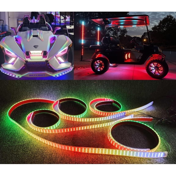 Tzvmny LED Lighting Factory - 10PCS 3FT 36" Waterproof Chasing Dream Color LED For Slingshot Underglow Lights Car Truck Quad Row Strips Bluetooth APP