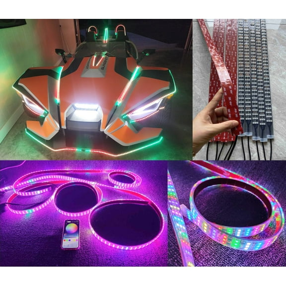 Tzvmny Lighting Factory - Triple Row 10PCS 3FT 36" Dream Color CHASING LED For Polaris Slingshot Car Underglow Light Strips Bluetooth APP +Remote Control Waterproof