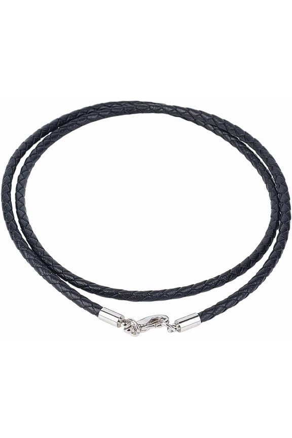 10PCS 3mm Black Genuine Leather Cord Necklaces 21 Inch Round Woven Real Leather Waxed String Rope Chain Necklace with Copper Lobster Clasps