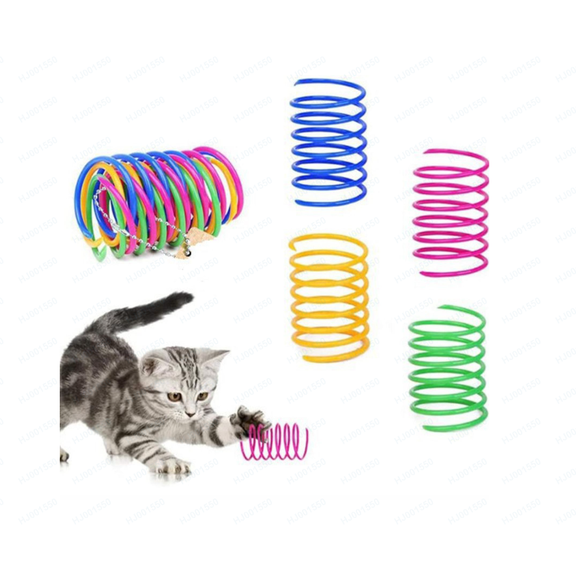 10PCS 4 Colors Cat Toy Springs for Indoor Cats, Bouncy Tails Cat Toys, Fly Chase Stimulation Toys for Indoor Cats,Interactive Self-Play Hunting Toys for Kittens, Biting & Swatting Cat Coils Toys