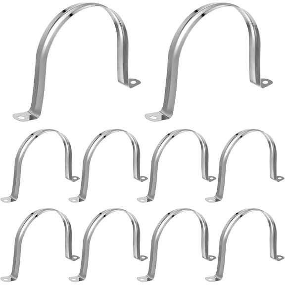 10PCS 4 Inch Stainless Steel U Bracket, M100 Pipe Strap Clamp, 2 Hole Hose Hanger, Rigid Pipe Hanger Tube Strap Tension Clips for Dust Collection Hose and Pipes, Rubbe Hoses, Plastic Gas Pipes