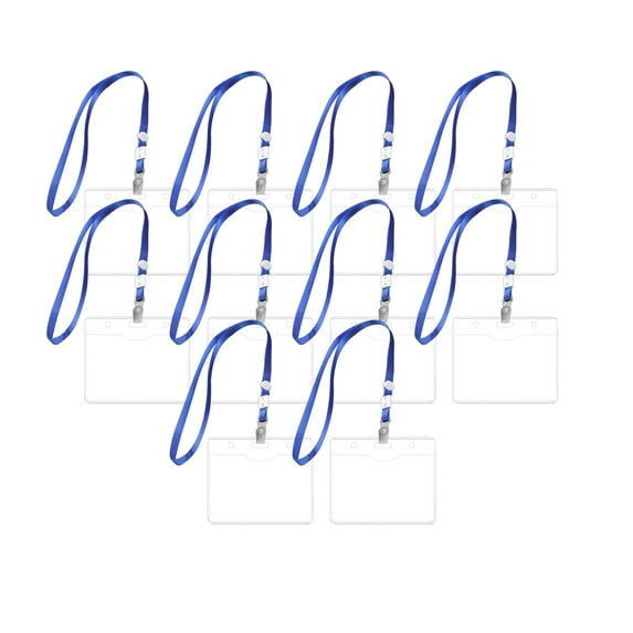 10PCS 4x3-inch Soft Plastic ID Card Holders with Breakaway Lanyards, Clear Landscape Name Badge Case for Work, Events, School, Conference & Office