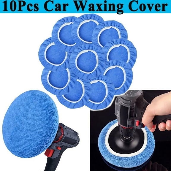 10PCS 5-6Inch Microfiber Car Polishing Waxing Polisher Bonnet Buffing Pad Cover