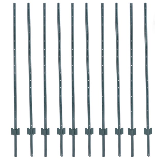 10PCS 5 Feet Fence Posts U Channel Metal Border Post Kit for Backyard