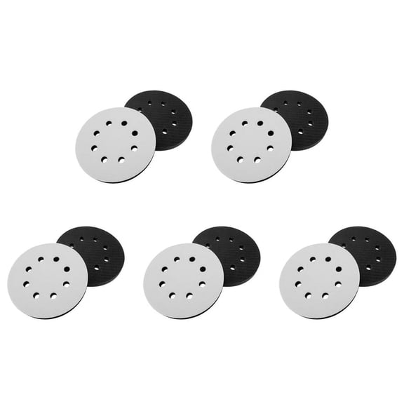 10PCS 5 Inch(125mm) 8-Hole Soft Sponge Interface Pad for Sanding Pads and Hook and Loop Sanding Discs,10 * 8-Hole Soft Sponge Interface Pad,Gray & black