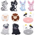 thumbnail image 1 of 10PCS 5 STYLES Silicone Animals Beads Focal Beads Bulk Cute 3D Cartoon Cute Animals Cat Dog Rabbit Chunky Rubber Soft Loose Spacer Bead for Keychain Pen Making Kit Beading Bracelet Craft, 1 of 6
