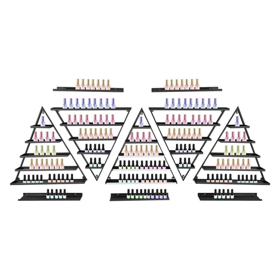 10PCS 5-tier Triangular Nail Polish Racks, Wall-mounted Black Nail Polish Racks