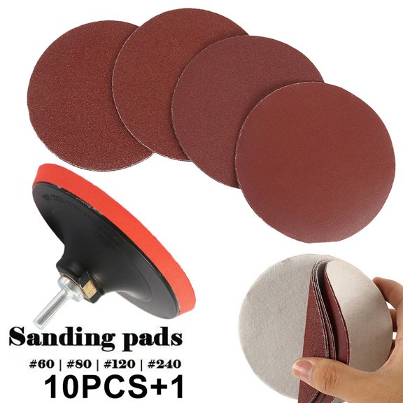 10PCS 5inch Sanding Discs Angle Grinder Rubber Backing Pad Sander Hook and Loop