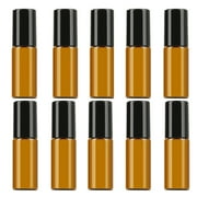 10PCS 5ml Amber Glass Roller Bottles Refillable Aromatherapy Perfume Essential Oil Roll On Bottle Container Vials Jars with Metal Ball