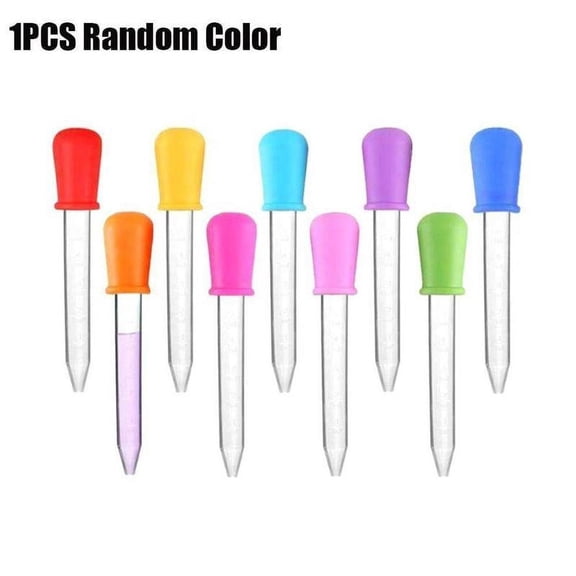 10PCS 5ml Silicone Plastic Pipette School Lab Experiment Supplies Eye Feeding Ear Pipette Liquid Medicine - Random Color