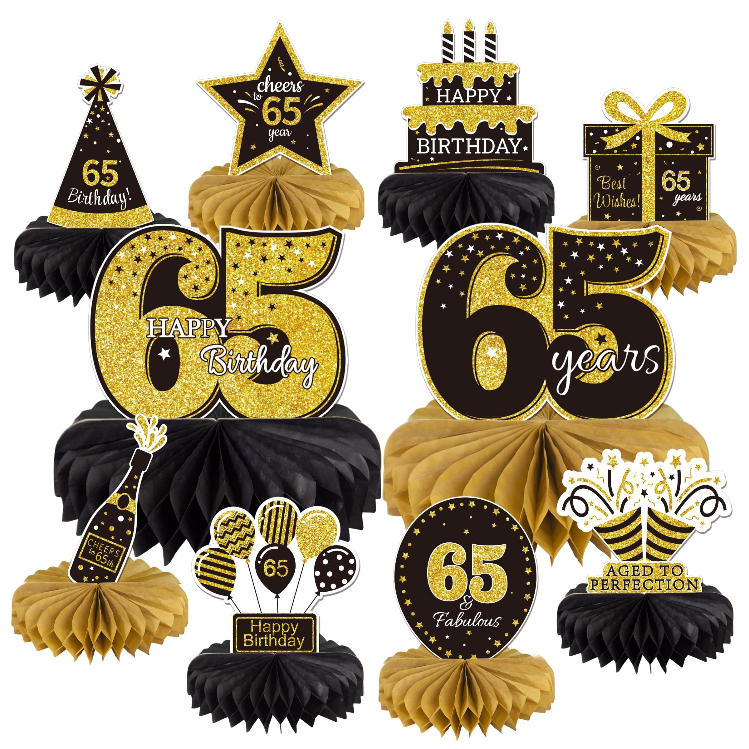10PCS 65th Birthday Decorations OIF8 Centerpieces for Table Decorations ...