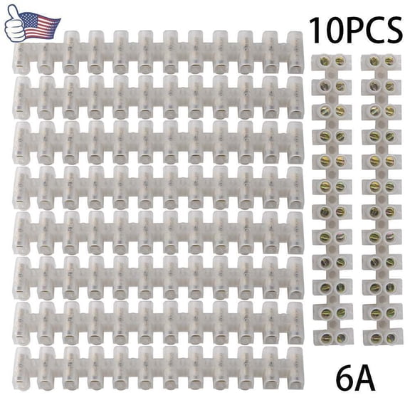 10PCS 6A 12 Way Dual Row Terminal Connector Strip Screw Terminal Barrier Block